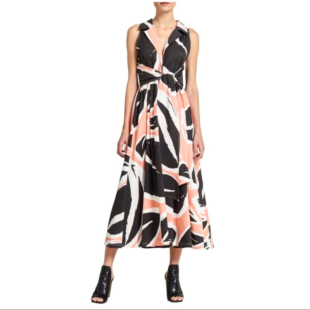 Donna Karan Printed Cotton Midi Medium Dress